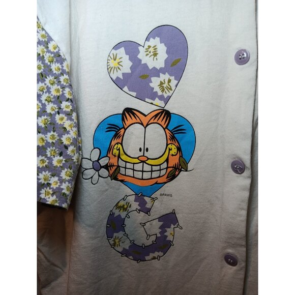Vintage 80's Women's Flirts Garfield Nightgown Sleep Shirt One Size Floral - Picture 3 of 5